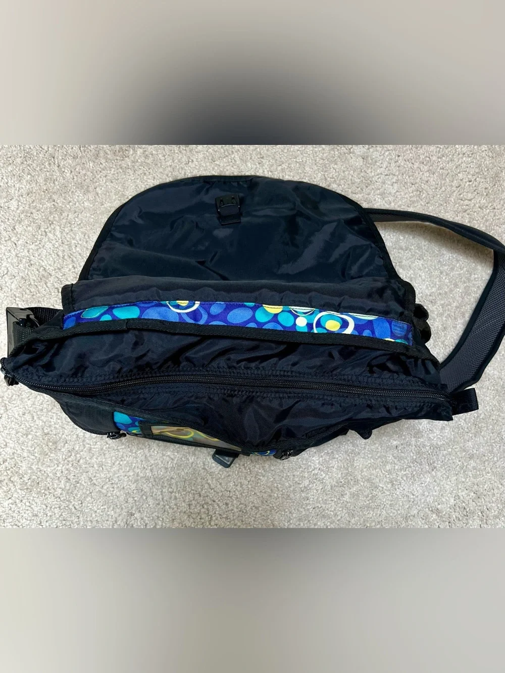 L.L. BEAN Retro Bubble Print Messenger Bag - Vibrant & Durable!